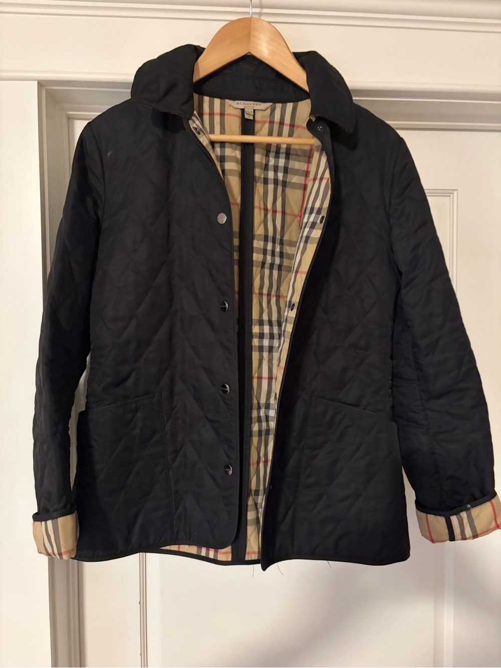 Burberry Black Quilted Jacket with Check Lining